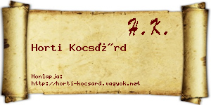 Horti Kocsárd névjegykártya